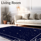 Midnight Celestial Starburst Pattern Rug