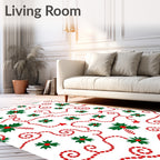 Red Garland Holly Star Pattern Rug