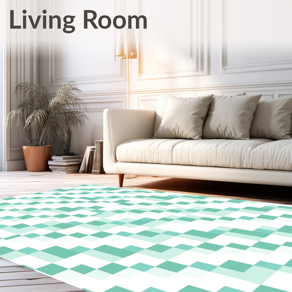 Diagonal Geometric Square Pattern Art Rug