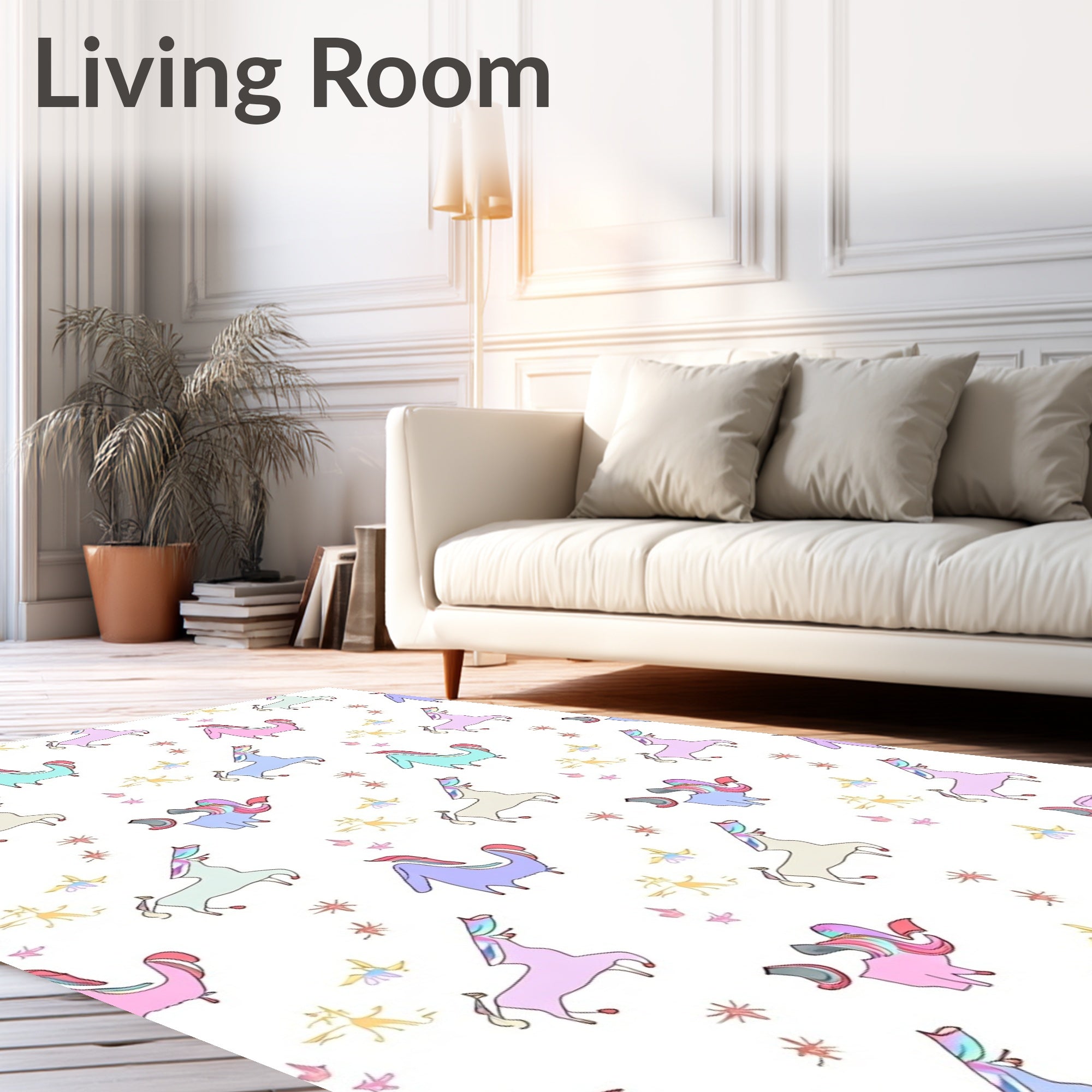 Pastel Unicorns Stars Pattern Rug