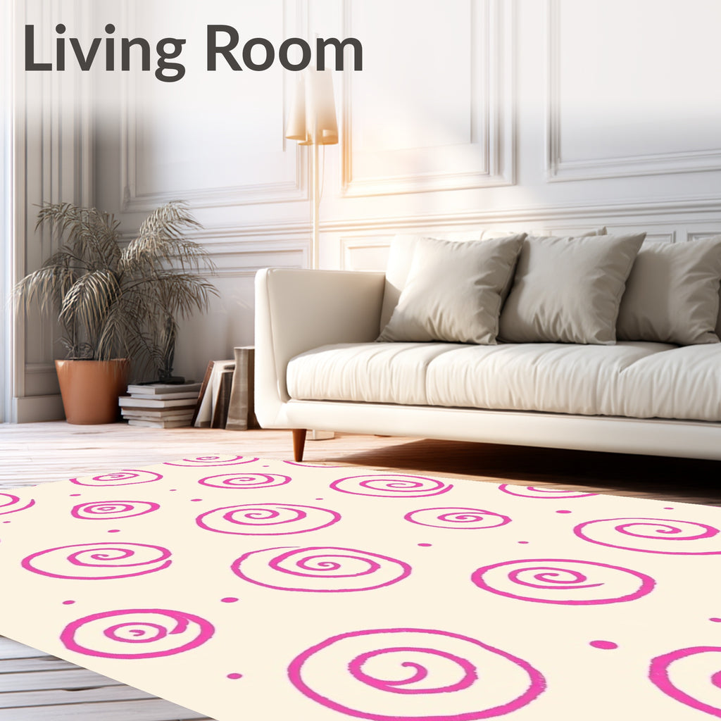 Playful Pink Swirl Dots Rug