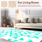 Abstract Aqua Geometric Interlocking Pattern Rug