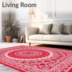 Crimson Lace Mandala Central Round Rug