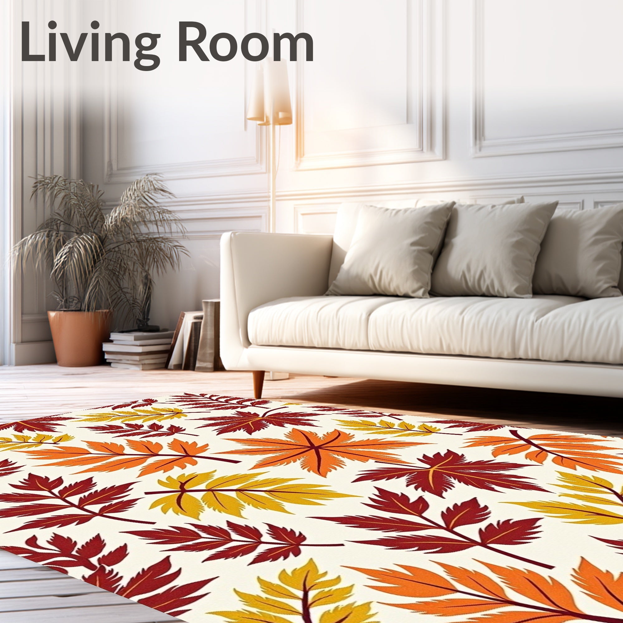 Autumn Leaves Patterned Design Rug
