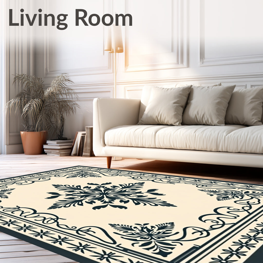 Classic Floral Medallion Border Design Rug