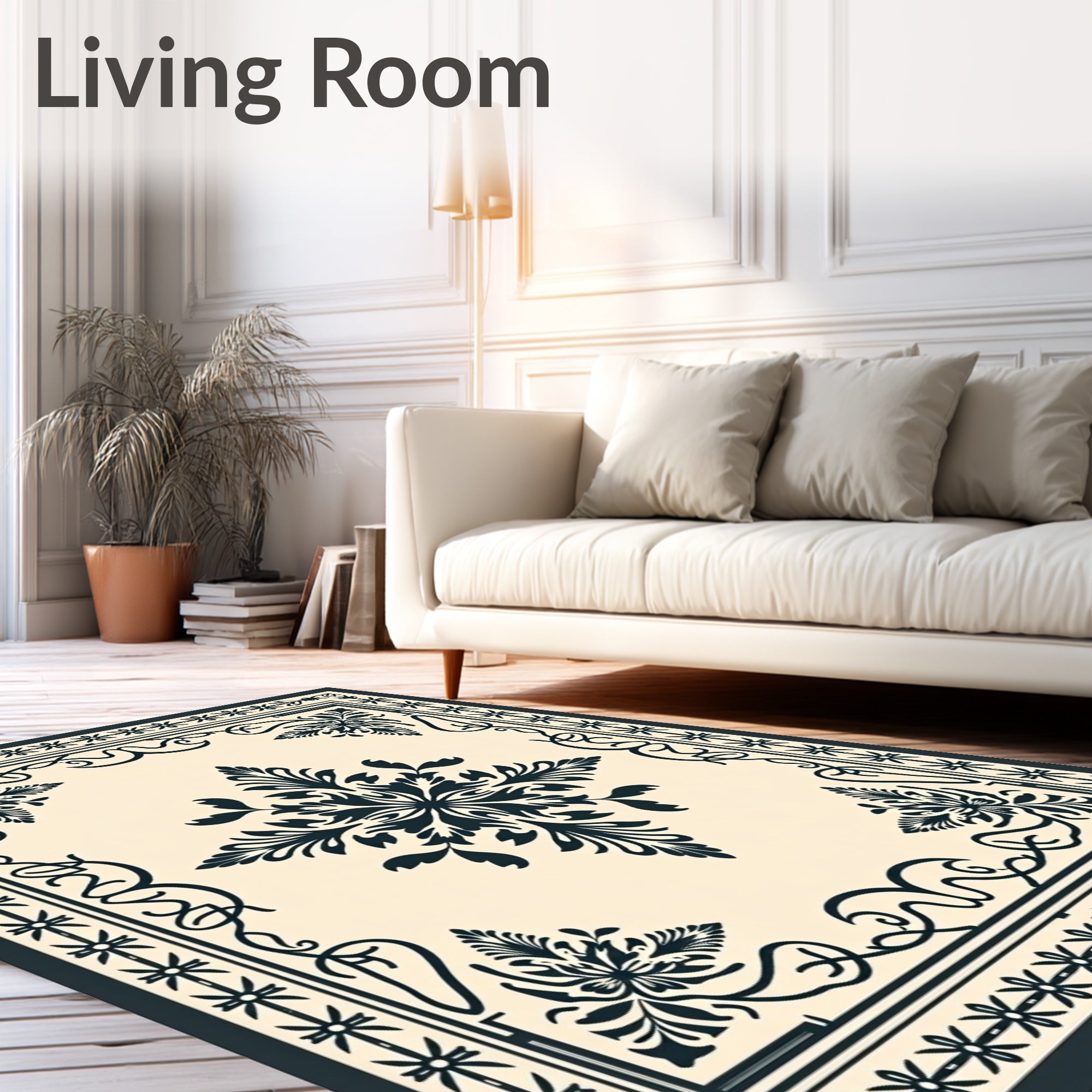 Classic Floral Medallion Border Design Rug