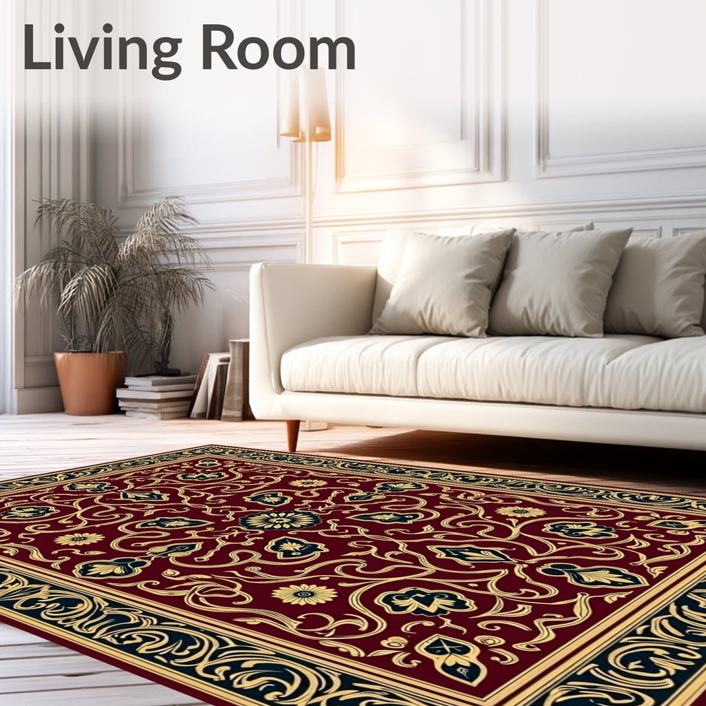 Rich Floral Vine Ornamental Design Rug