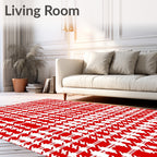 Classic Red Houndstooth Pattern Rug