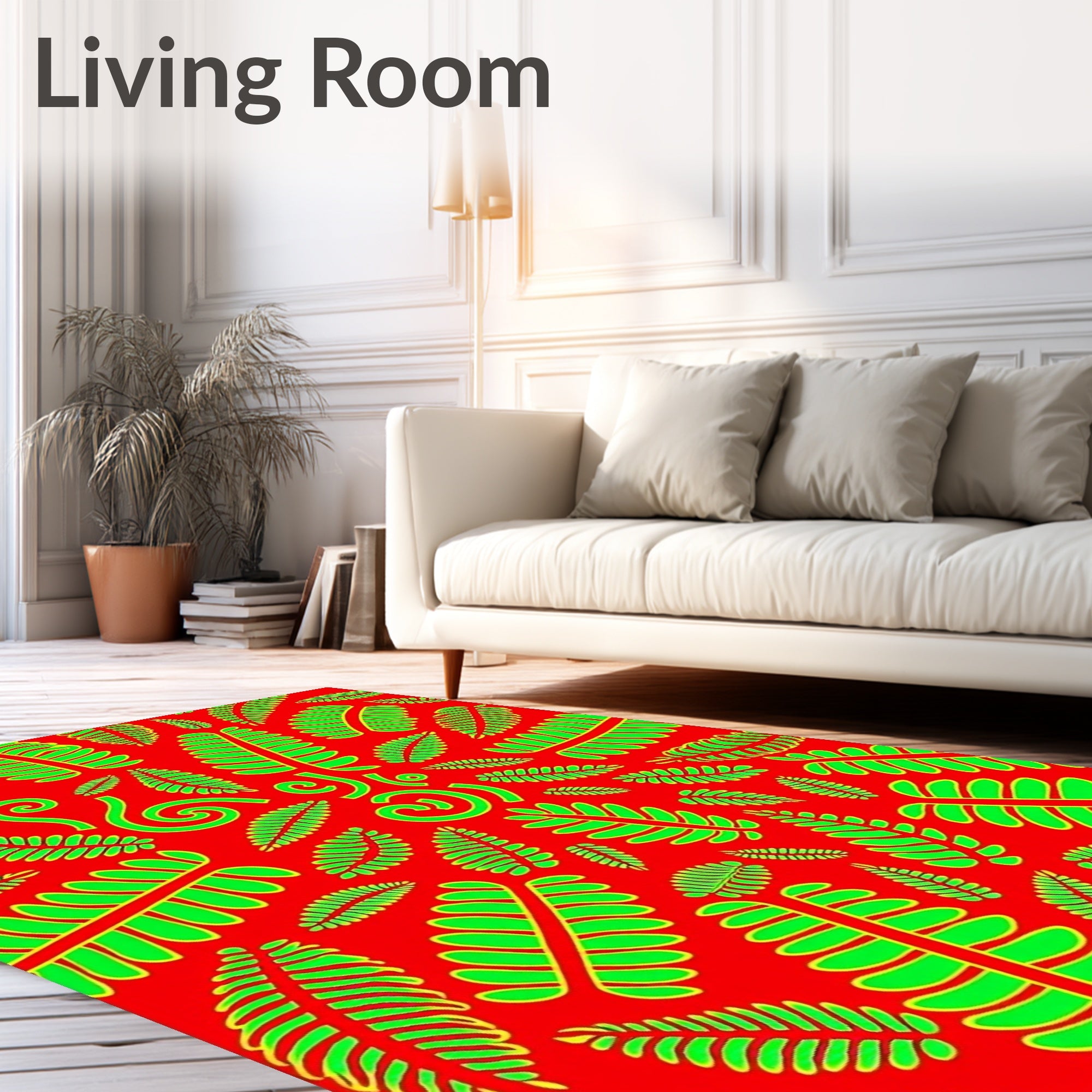 Vibrant Leaf Pattern Jungle Inspired Rug