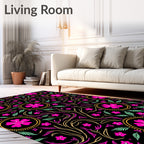 Bold Floral Pattern With Swirls Rug