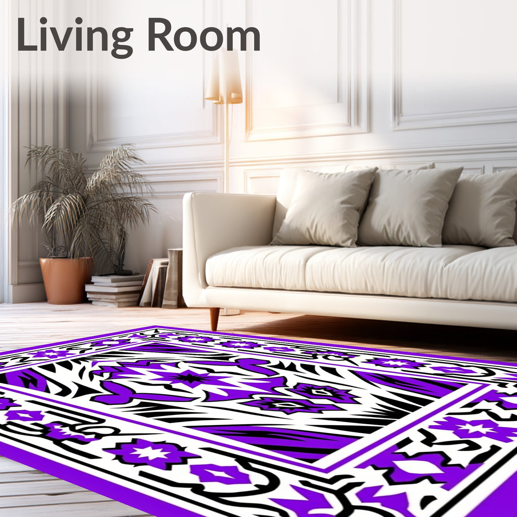Vibrant Purple Jewel Floral Pattern Rug
