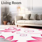 Vibrant Pink Lotus Swirl Pattern Rug