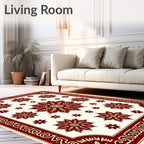 Maroon Floral Center Border Design Rug