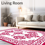 Regal Elaborate Crimson Floral Patterns Rug