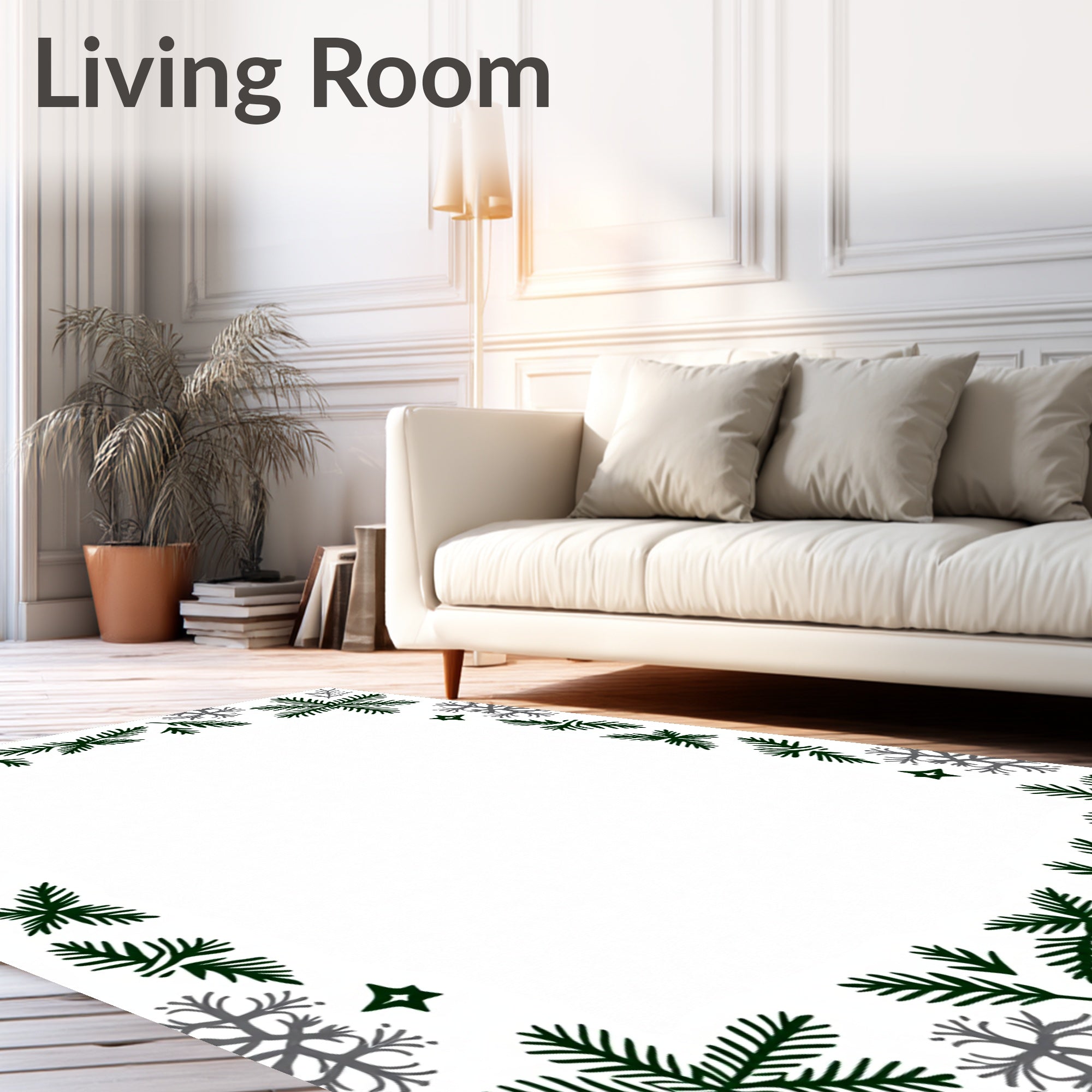 Winter Woodland Snowflake Pine Pattern Rug