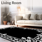 Elegant Floral Scrollwork Border Design Rug