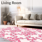 Pink Swirling Floral Patterned Rug