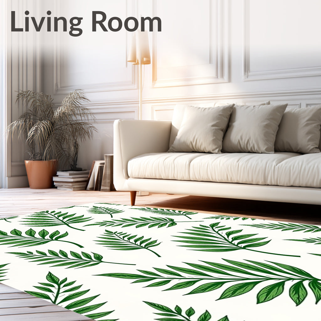 Vibrant Green Foliage Pattern Rug