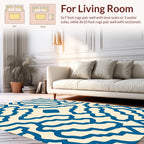 Blue Cream Abstract Lattice Design Rug
