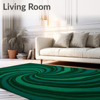 Green Swirl Pattern Abstract Rug