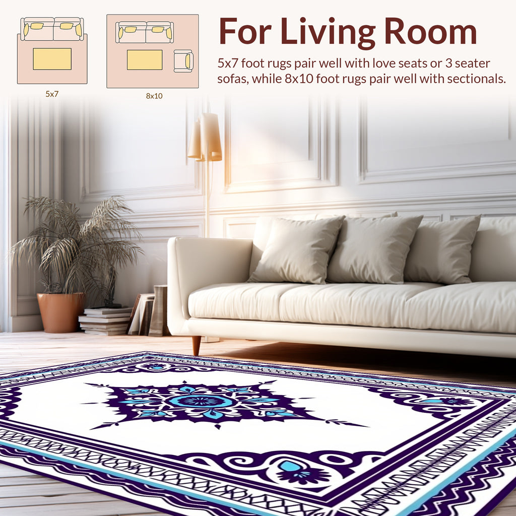 Ornate Geometric Floral Tile Design Rug