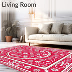 Red Floral And Geometric Pattern Rug