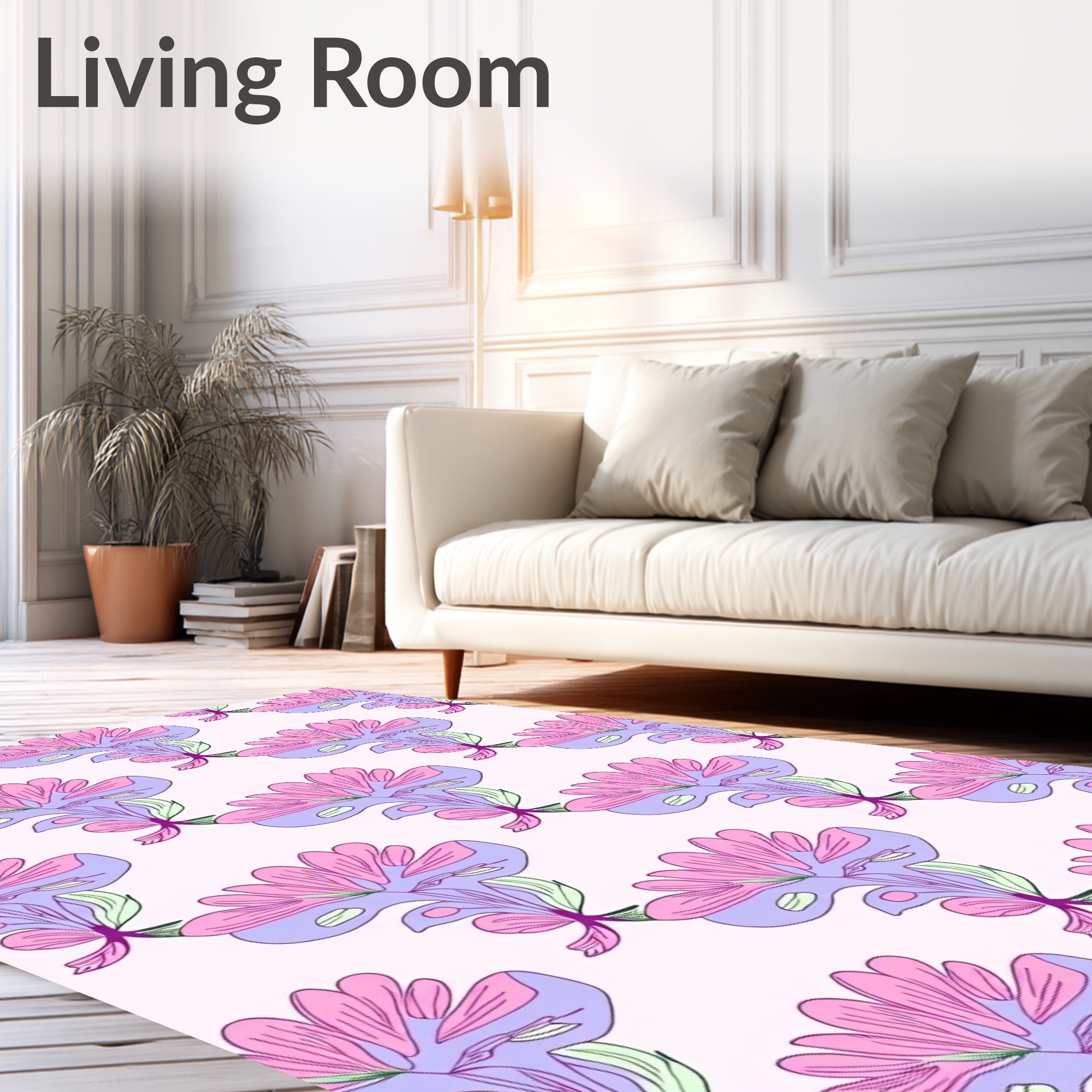 Pastel Floral Repeating Pattern Design Rug
