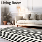 Modern Black White Stripe Runner Rug