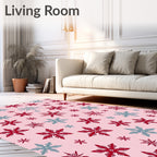 Red Blue Snowflake Pattern Design Rug