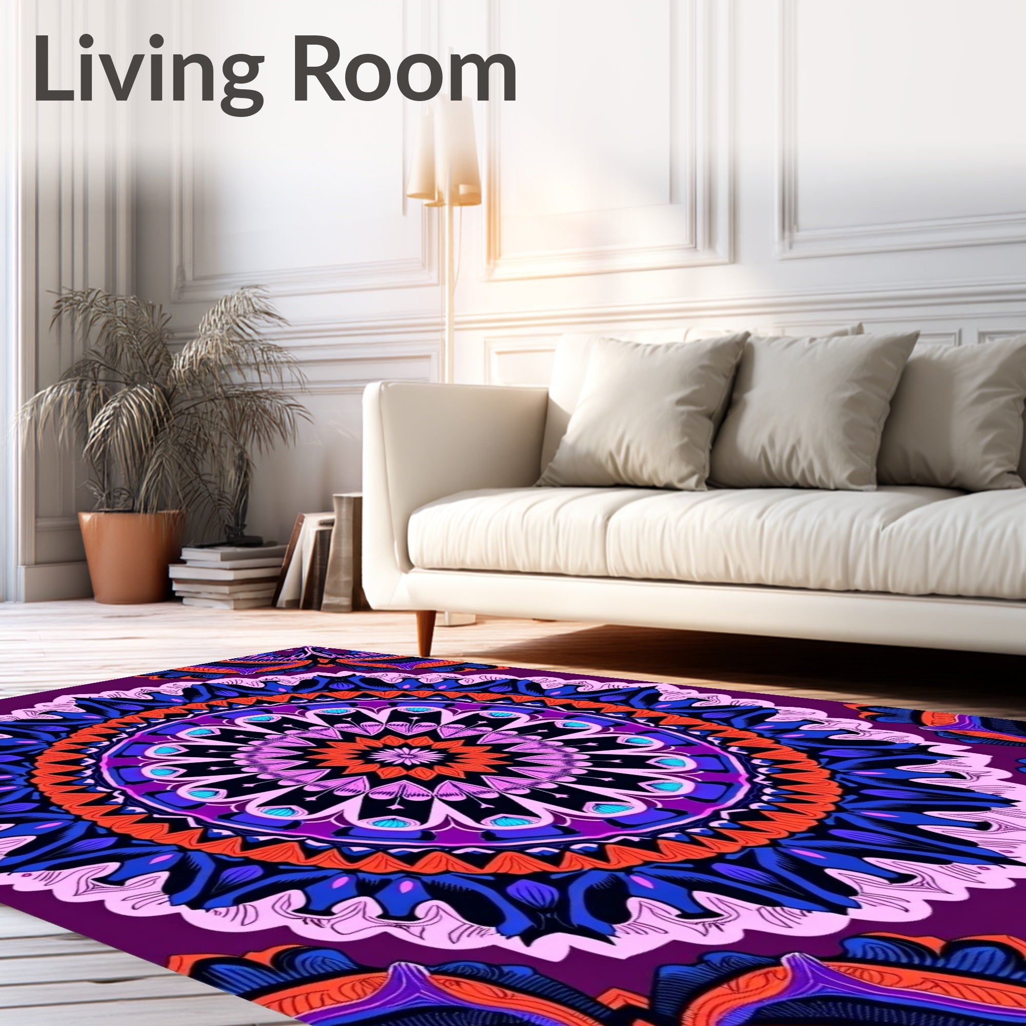 Vibrant Mandala Intricate Floral Pattern Rug