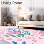 Whimsical Floral Swirl Pattern Rug