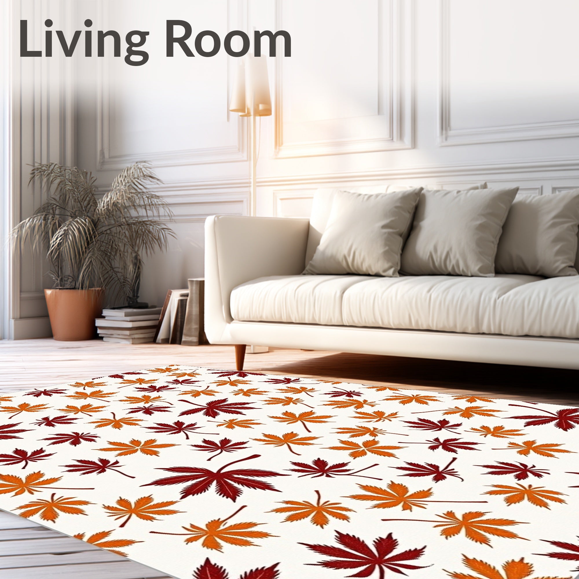 Autumn Leaves Scattered Pattern Rug