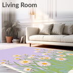 Daisies Meadow Pastel Floral Art Rug