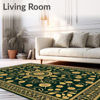 Golden Floral Meadow Pattern Rug