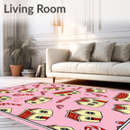 Gingerbread Houses Candy Cane Pattern Rug