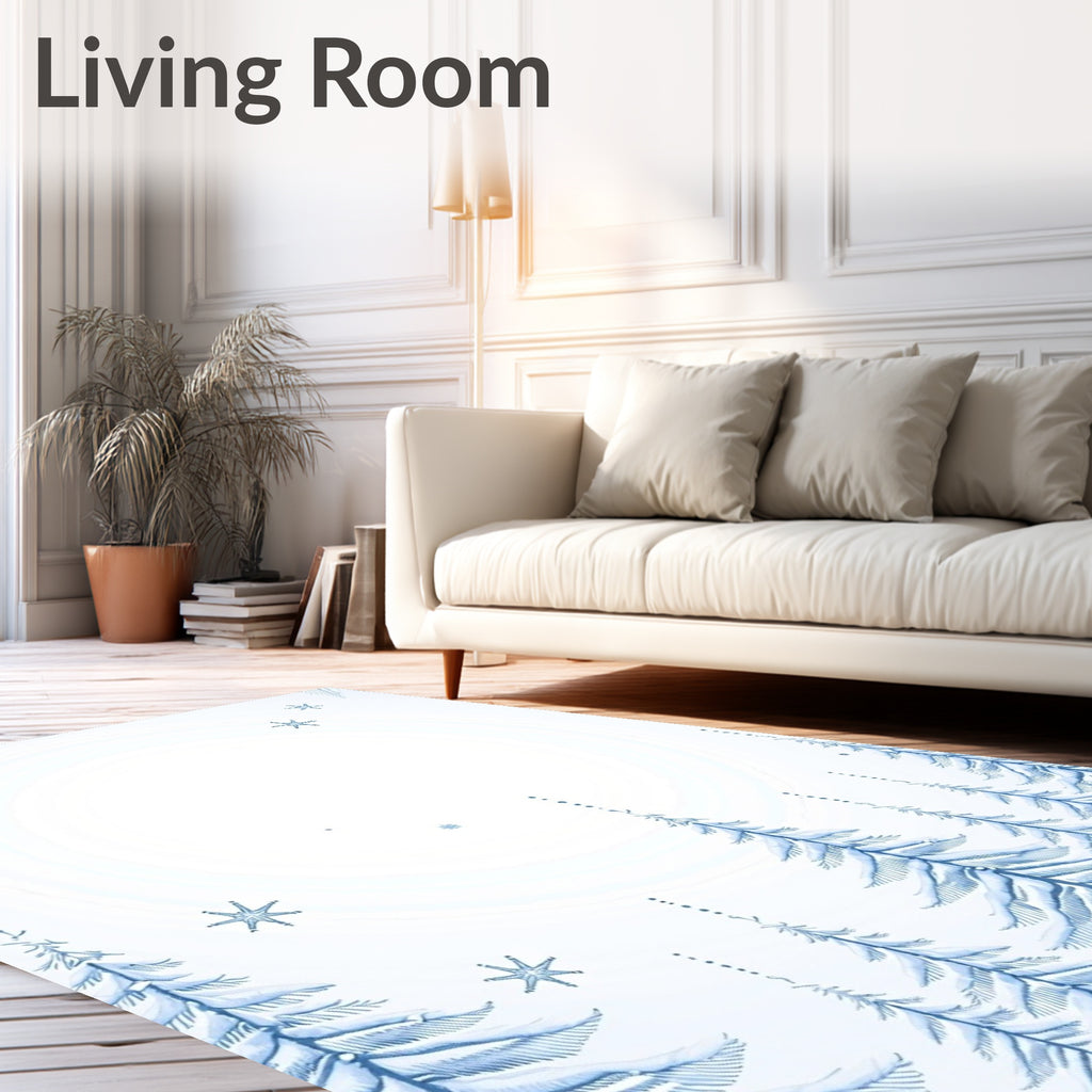 Blue Winter Snow Tree Forest Rug