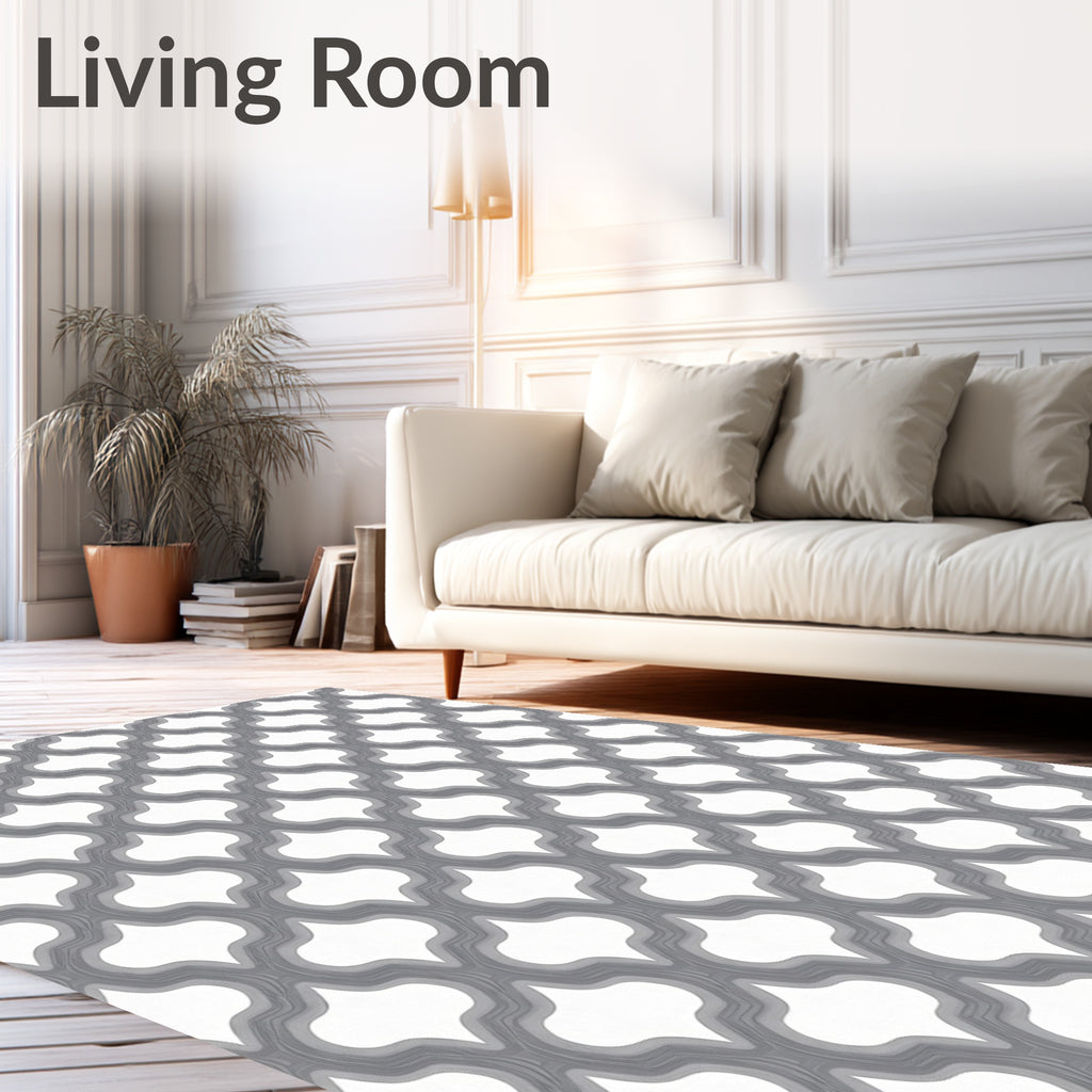 Gray Quatrefoil Geometric Pattern Rug