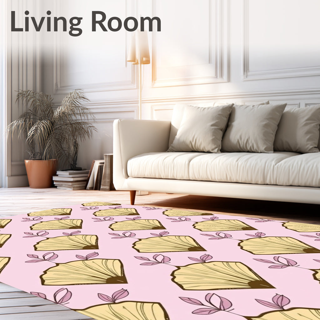 Fan Leaf Pattern Pink Rug