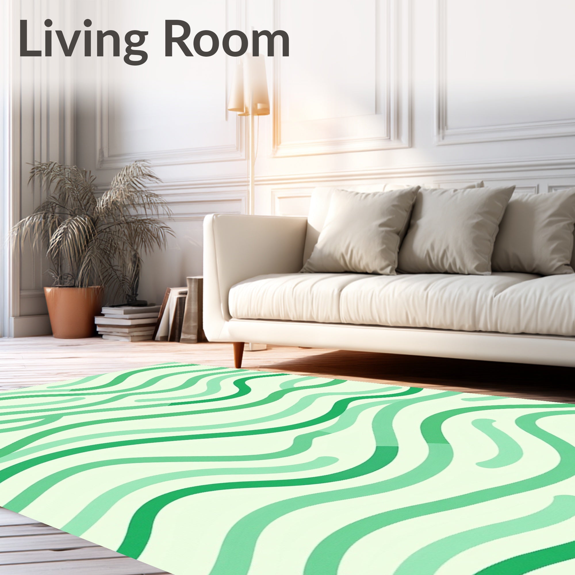 Mint Green Wavy Lines Pattern Rug