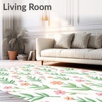 Floral Pattern With Green Stems Rug