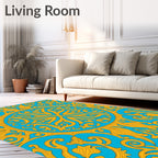 Opulent Gold Floral Medallion Pattern Rug