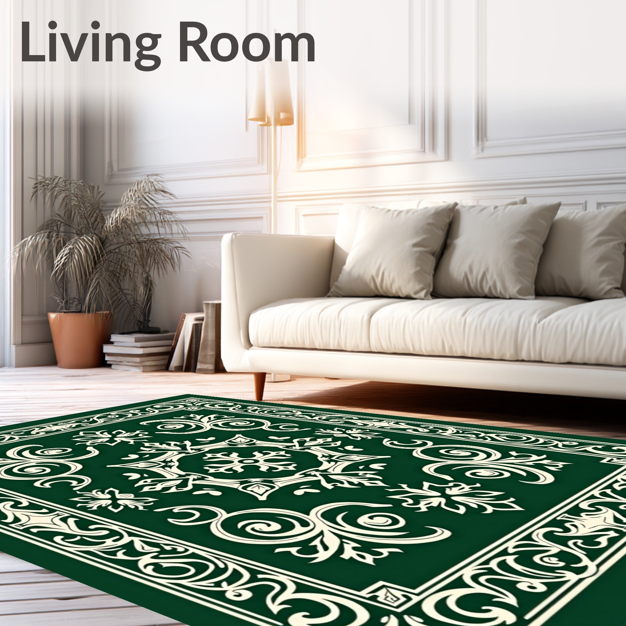 Classic Ivory Floral Patterned Rug