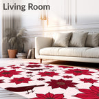 Rustic Red Floral Bird Pattern Rug