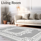 Ornate White Filigree Design Rug