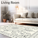 Floral Mandala Outline Line Art Rug