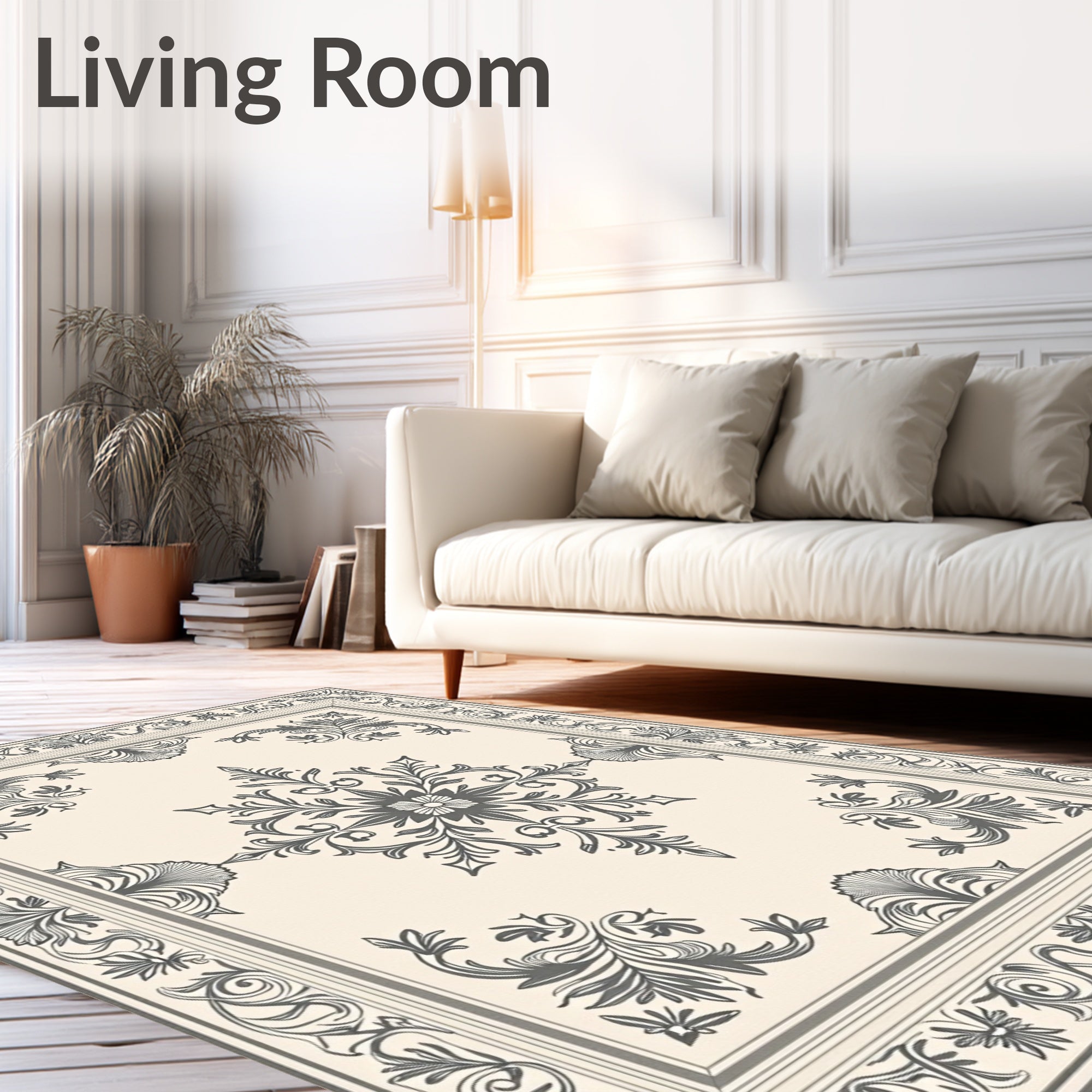 Classic Floral Motif Border Design Rug