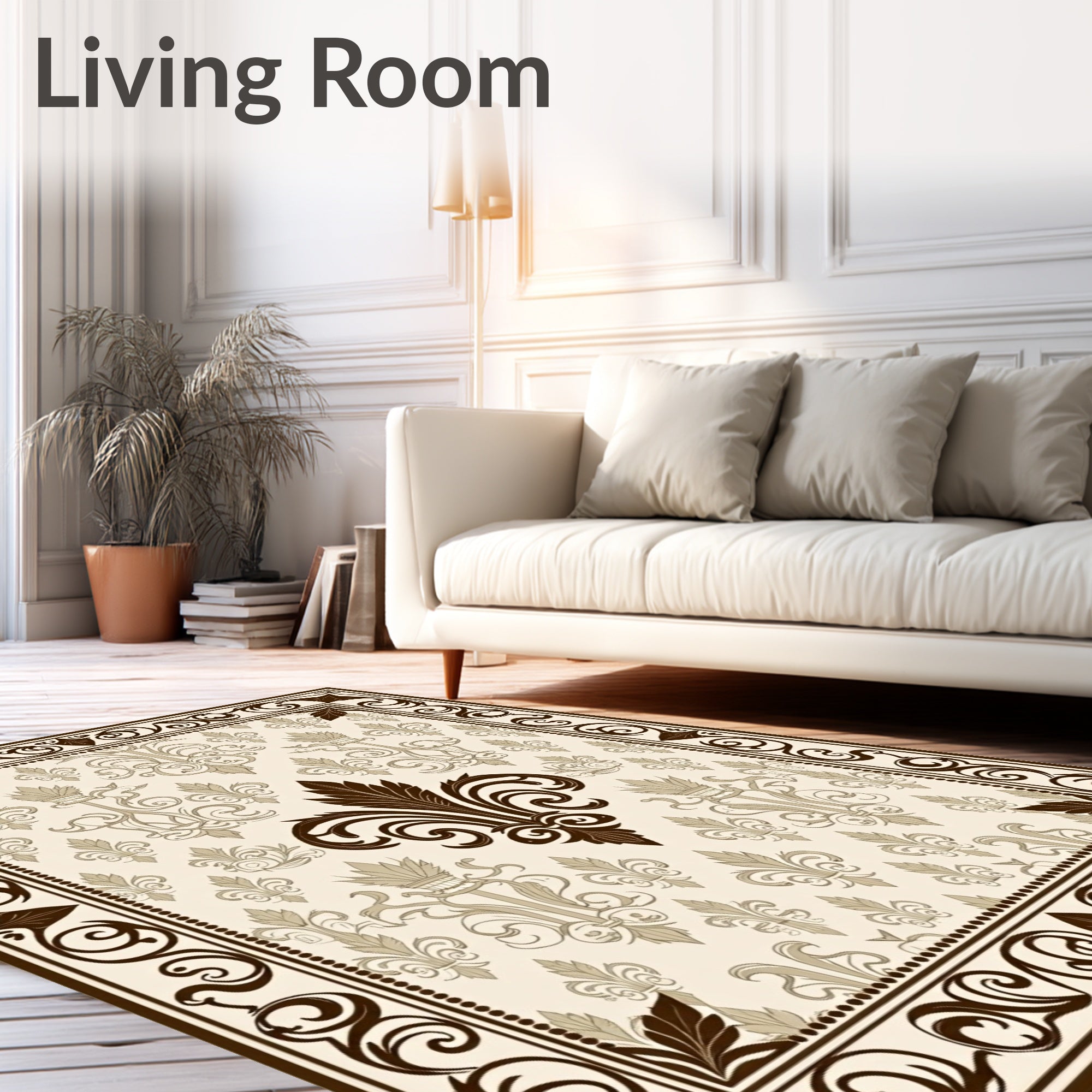 Ornate Fleur-de-lis Motif Pattern Rug