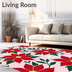 Red Flower Snowflake Pattern Design Rug