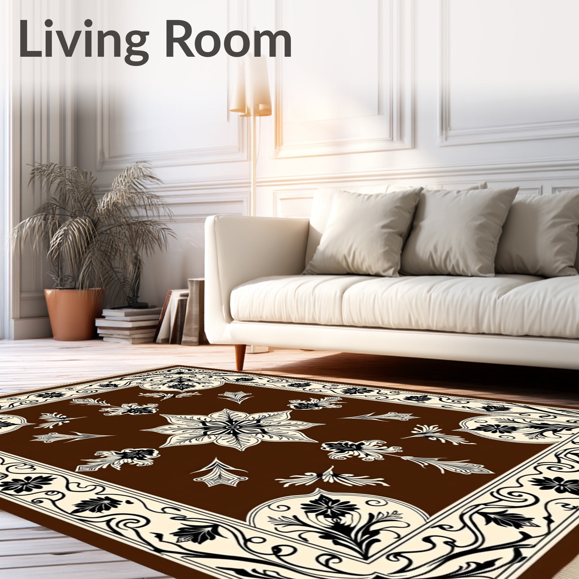 Ornate Floral Pattern Vintage Style Rug