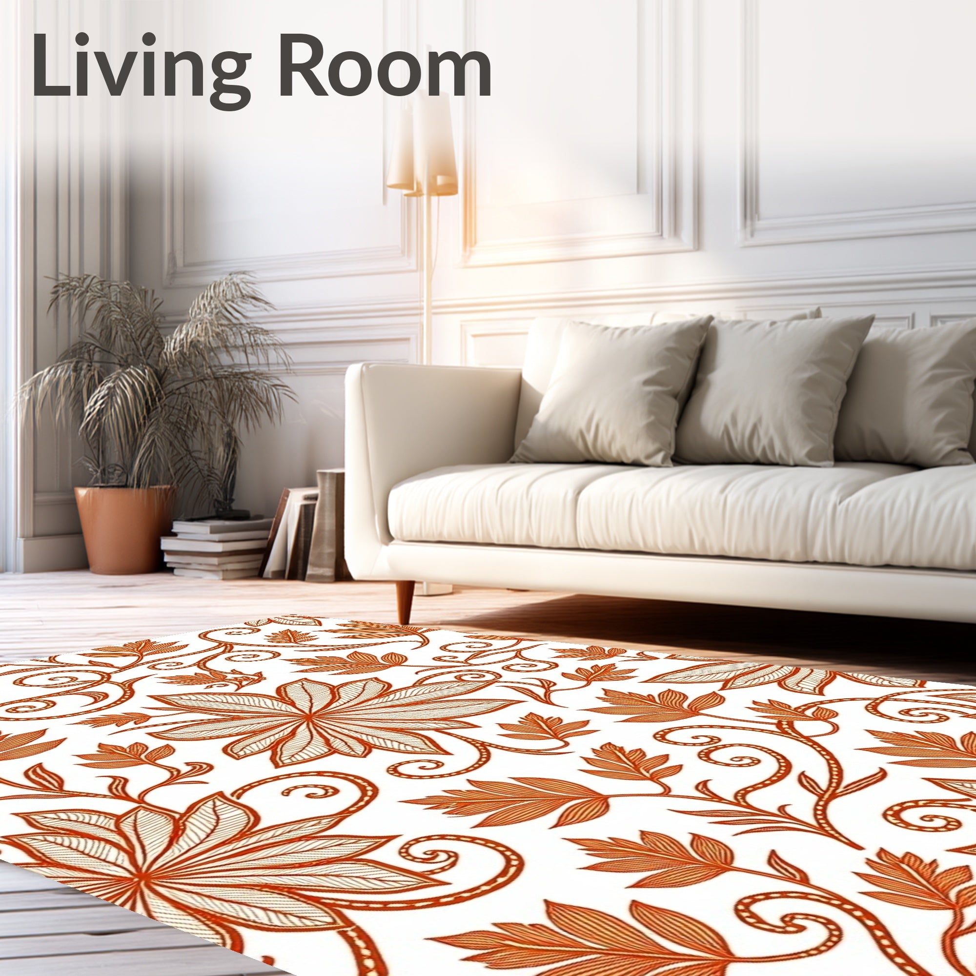 Ornate Leafy Vine Pattern Design Rug
